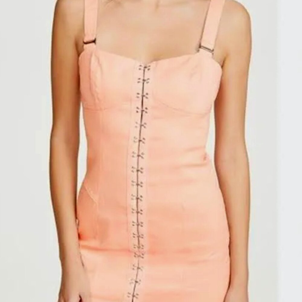 Monika Hook Front Mini Dress - Size Small - Brand New in Coral
